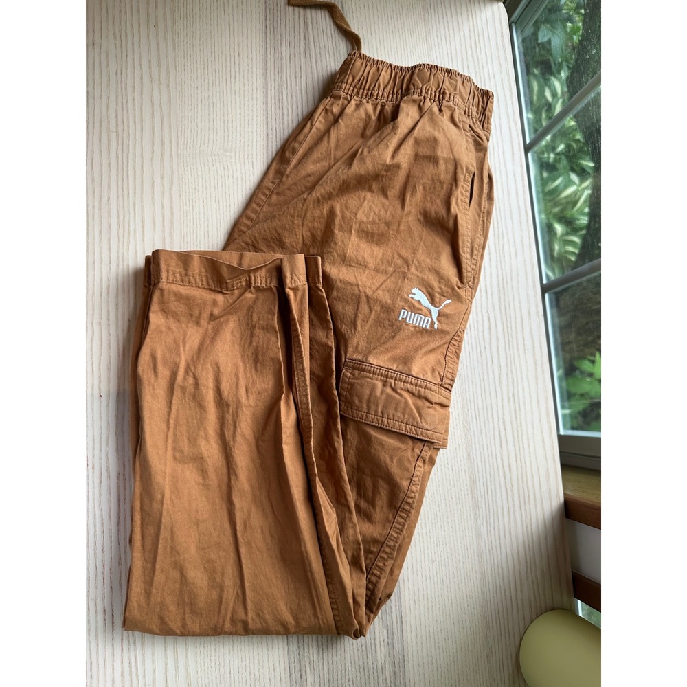 Puma Small Brown Cargo Jogger Pants Womens 100% Cotton Capris gorpcore utility